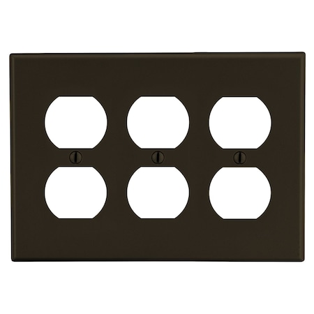 Hubbell Wiring Device-Kellems Wallplate, 3-Gang, 3) Duplex, Brown P83